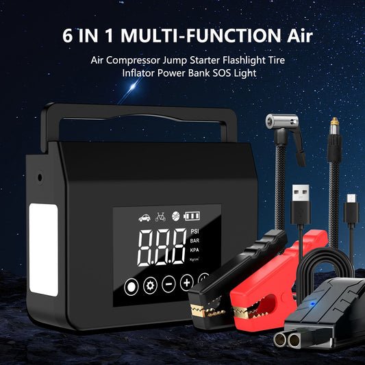 Portable Car Jump Starter, 4000A Car Battery Jump Starter with 150PSI Tire Inflator, 12V Car Battery Jump Starter, 15000mAh Power Bank, with LED Light